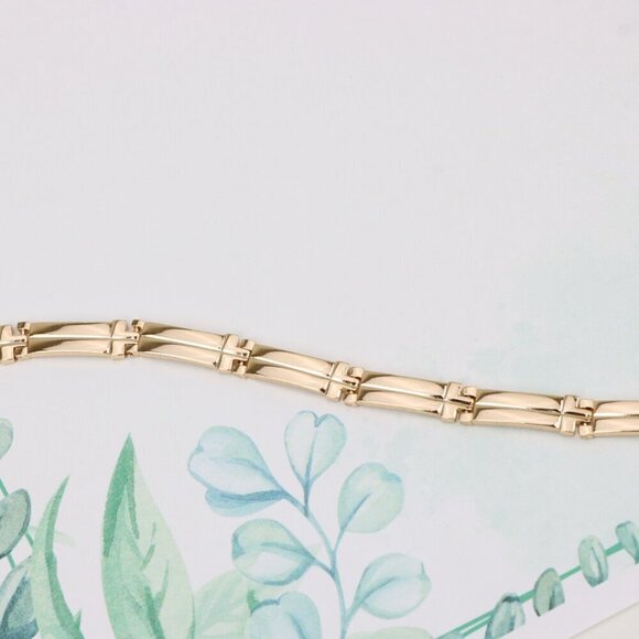 "Elegant Rose Gold Plated Zigzag Link Bracelet for Women, XPBL0869 - Picture 4 of 12